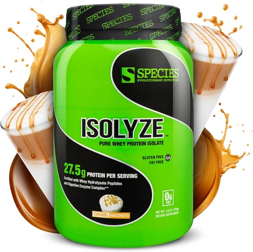 Miniatura 8 de Species Nutrition Isolyze - Proteína de suero en polvo, 100% aislado de suero de leche para construcción muscular, 0.71 oz de proteína por