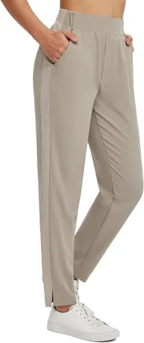 BALEAF Pantalones de golf para mujer, pantalones de tobillo elásticos de cintura alta con bolsillos con cremallera, trabajo, atletismo, viajes,