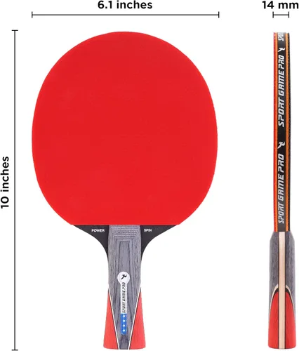 Miniatura 7 de Pala de ping pong con Killer Spin + estuche gratis, raqueta de tenis de mesa profesional para jugadores principiantes y avanzados, mejora tus Rojo