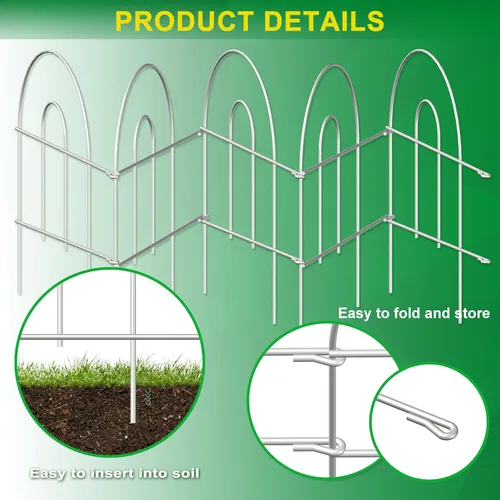 Miniatura 5 de FOREHOGAR Borde decorativo blanco para valla de jardín, 18 pulgadas x 50 pies, alambre de metal para exteriores, valla de jardín, cama de flores