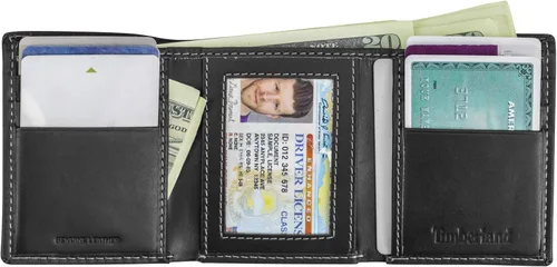 Miniatura 4 de Timberland Mens Leather Trifold Wallet with Id Window