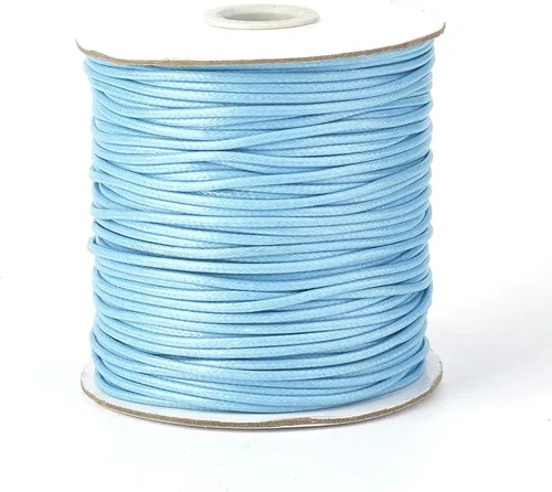 Miniatura 50 de Cordón de poliéster encerado coreano de 100 yardas, hilo de cordón trenzado beige para collar, cuerda de alambre de 0.079 pulgadas con carrete