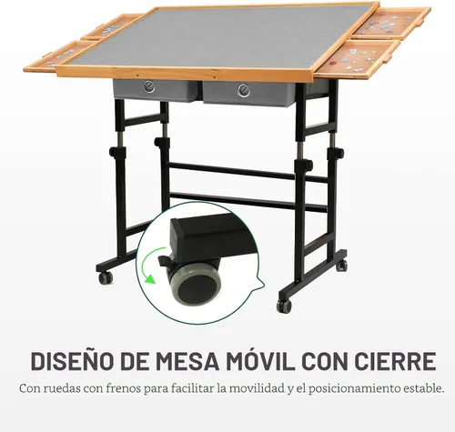 Miniatura 6 de BuilderButler Mesa de rompecabezas de 1500 piezas con ruedas, con cajones y cubierta, 33.58 x 24.92 pulgadas, altura ajustable e inclinación de 45°