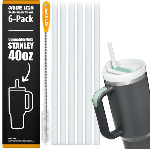 Miniatura 8 de Jmoe USA Pajitas de repuesto de 12 pulgadas para vasos Stanley de 40 onzas y 30 onzas, se adapta a vasos de 50 y 40 onzas Cold1 Paquete de 6 Negro