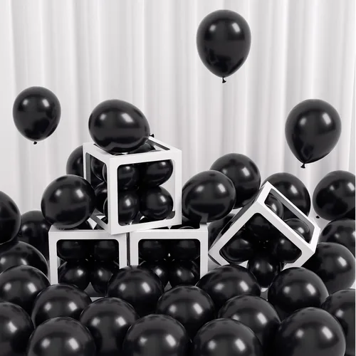 FOTIOMRG 120 globos negros de 5 pulgadas, pequeños globos de látex para fiesta, calidad de helio para cumpleaños, graduación, baby shower, día del