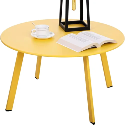 Miniatura 9 de Mesa de centro para patio, mesa redonda de acero de metal para exteriores, resistente a la intemperie, mesa antioxidante (negro)