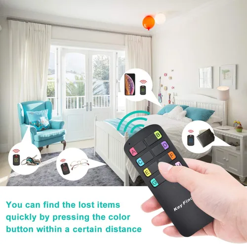 Miniatura 4 de Localizador de llaves, localizador inalámbrico de artículos RF con letras, localizador de llaves con sonido de pitido fuerte de 85DB y control