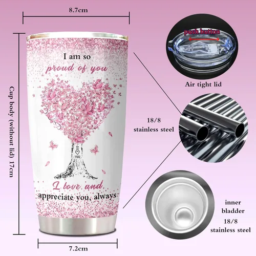 Miniatura 7 de ZANIION Vaso Térmico Regalos Para Mi Sobrina 20oz, Mejor Regalo de Cumpleaños Para Sobrinas de Tía, Divertido Regalo de Navidad Graduación Día