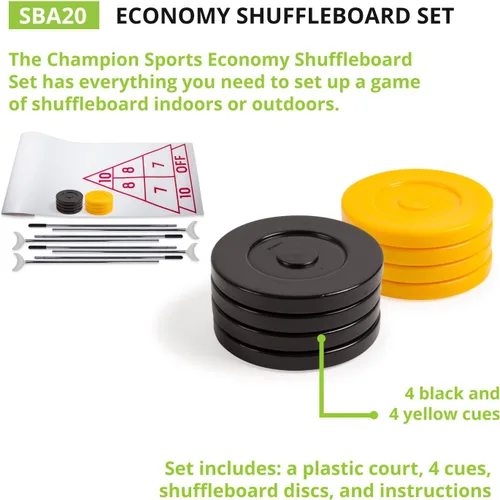 Miniatura 5 de Champion Sports Shuffleboard Set (Cues & Pucks Included) - Easy Setup Indoor/Outdoor Group Game up to 4 Players – Multiple Styles