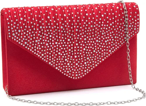Miniatura 9 de Milisente Bolsa de noche para mujer, con diamantes de imitación con purpurina, para boda, bolsa de noche, sobre de cristal, bolsa cruzada