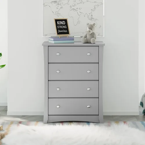 Miniatura 2 de Storkcraft Crescent Cajonera de 4 Cajones (Gris Guijarro) – Certificado GREENGUARD Gold, Cajonera Fácil de Combinar para Dormitorio de Niños y Gris
