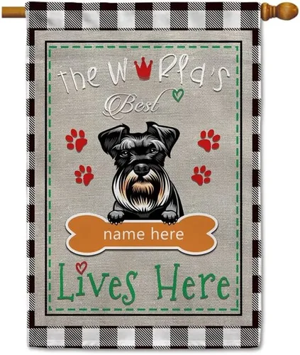 Miniatura 15 de The World's Best Dog Garden Flag Saint Bernard Dog Lives Here Bone Paw Buffalo Plaid Check 12.5x18 pulgadas Decoración exterior de patio de doble