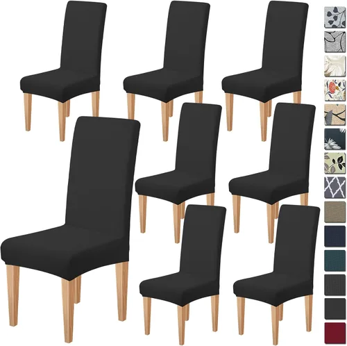 Miniatura 10 de Dioxide Fundas de Silla de Alto Estirar para Sillas de Comedor, Juego de Fundas de Silla de Comedor Lavables de 4, Fundas de Asiento de Silla