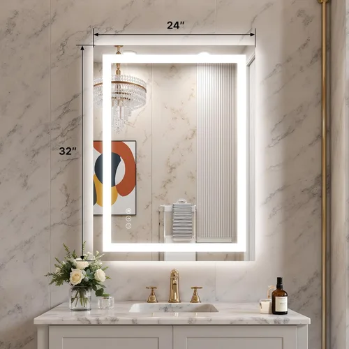 Miniatura 2 de Espejo de baño LED de 24 x 32 pulgadas con luces – antiniebla, regulable, retroiluminado e iluminado frontalmente, espejo de tocador iluminado