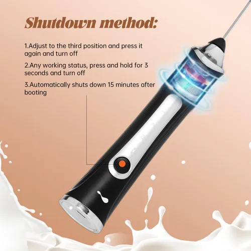 Miniatura 2 de Espumador de leche recargable de mano para café, varita espumadora de 3 velocidades con soporte, Batidora De Mano Electrica, Espumador de café con 2