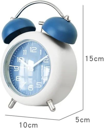 Miniatura 2 de TXY Reloj despertador, reloj analógico de mesa de escritorio de metal de 4 pulgadas, silencioso con luz nocturna para dormitorio, hogar, oficina