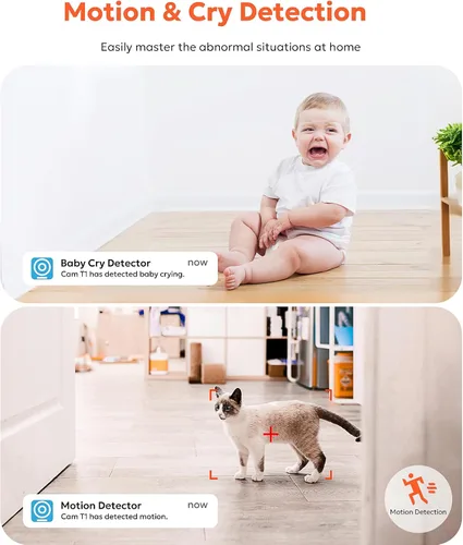 Miniatura 7 de owltron Cámara de seguridad interior 2K, cámaras WiFi de 2.4 GHz para seguridad en el hogar, cámara de monitor de bebé con detección de Blanco