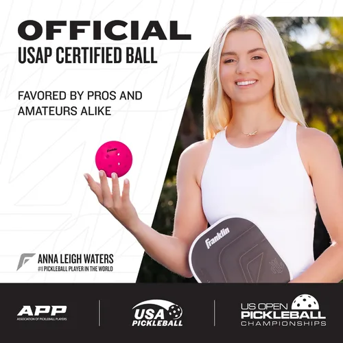 Miniatura 2 de Franklin Sports X-40 pelotas de Pickleball al aire libre - Bola oficial del Pickleball de EE. UU., APP Tour + US Open - Tamaño reglamentario Rosa