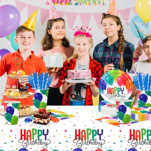 Miniatura 7 de 141 globos para decoración de fiesta de cumpleaños – Vajilla, suministros de fiesta, platos y servilletas, tenedores, tazas, pajitas, cubiertos