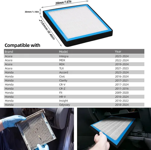 CF11182 - Filtro de aire de cabina compatible con Honda Civic CR-V Odyssey Fit Acura RDX vehículos seleccionados que reemplaza