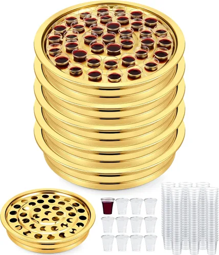 Miniatura 7 de Zhehao - 1 bandeja de comunión con cáliz desechables para suministros de iglesia, cada juego de suministros de comunión de 40 agujeros, bandejas