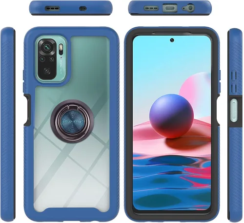 Funda compatible con Xiaomi Poco M5s 4G, compatible con Redmi Note 10 4G / Note 10S 4G / Note 11 SE (India), funda para teléfono 3 en 1, color azul