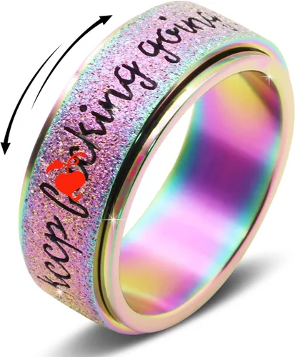 Anillo de ansiedad de acero inoxidable de titanio para mujeres y hombres, anillo giratorio para ansiedad, tamaño 6-12, ancho 0.236 in, 5 colores oro