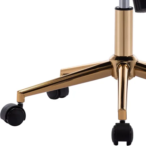 Miniatura 6 de DUHOME Silla moderna de oficina en casa, de piel sintética, bonita silla de escritorio blanca con base dorada, silla de tocador rodante sin brazos