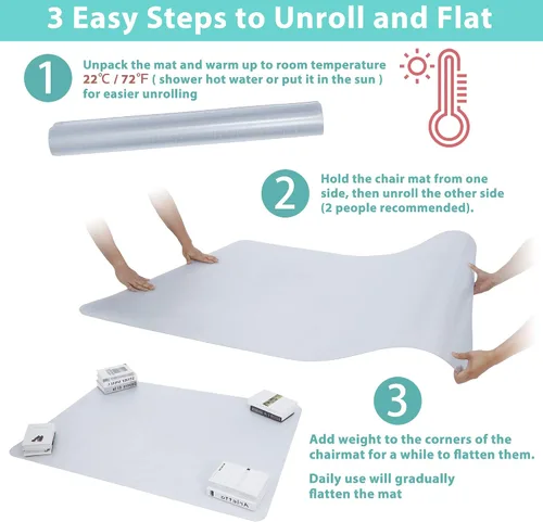 Miniatura 5 de Super Deal Tapete mejorado para silla de oficina de 46 x 60 pulgadas para suelo de alfombra, protector de suelo alfombrado antideslizante debajo