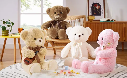 Miniatura 7 de YunNasi Oso de peluche grande de 35 pulgadas, regalo para novias y niños en cumpleaños, color marrón