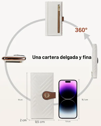 Miniatura 4 de BOSTANTEN - Cartera delgada de cuero para mujer con bloqueo RFID, cartera plegable para tarjetas de crédito con bolsillo para monedas y cremallera