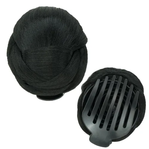 Miniatura 11 de IMISSU Trenzado Chignon Dancer Hair Donut Hairpieces Scrunchie Claw Hair Moño Updo para bodas y fiestas (M3 rubio ceniza)