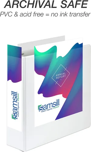 Miniatura 322 de Samsill - Carpeta duradera de 5 pulgadas, fabricada en los Estados Unidos, con anillos en D, transparente y personalizable, color blanco
