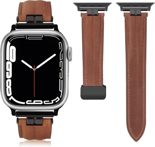 Miniatura 9 de Mxiixnai - Correas de cuero compatibles con Apple Watch Band 1.929 in 1.772 in 1.732 in 1.654 in 1.614 in 1.575 in 1.496 in, cuero genuino