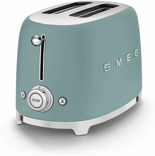 Miniatura 3 de SMEG Tostadora de 2 rebanadas con 6 ajustes preestablecidos y función de descongelación y bandeja de migas extraíble (Jade)