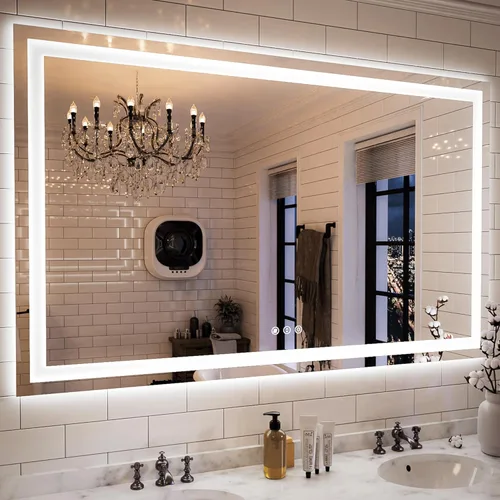 Miniatura 37 de ISKM Espejo LED con marco para baño de 40"x30", espejo de baño LED regulable con luces, antivaho, espejo iluminado frontal y retroiluminado de 3