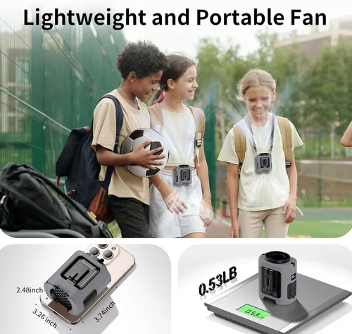 Miniatura 4 de Socool - Ventilador de cintura portátil de 5000 mAh, recargable, mini ventilador personal con 13000 RPM y 4 velocidades ajustables, enfriamiento