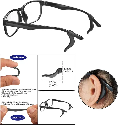 Miniatura 2 de 34 retenedores de lentes de silicona, soportes para patillas para gafas, protectores antideslizantes, tapones para lentes que se mantienen en su