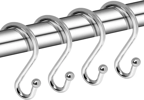 Miniatura 11 de Ganchos de metal para cortina de ducha, juego de 12, anillos para cortina de ducha a prueba de óxido, ganchos duraderos en forma de S para cortinas