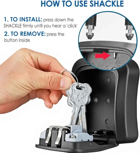 Miniatura 7 de Caja de cerradura para llaves, caja de seguridad de combinación de 4 dígitos, soporte de pared y aleación de metal portátil, impermeable