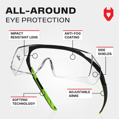 Miniatura 5 de NoCry - Anteojos de seguridad con antiniebla para colocar sobre gafas con lentes resistentes a los arañazos — Gafas de seguridad ANSI Z87 y OSHA