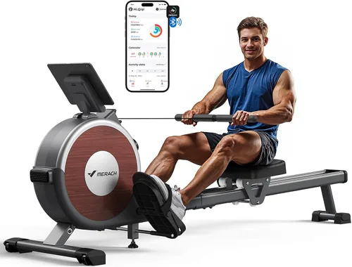 MERACH Rowing Machines for Home, Magnetic Rowing Machine with 16 Levels, Rower Machine of Quiet Resistance, Dual Slide Rail with Max 350lbs Weight
