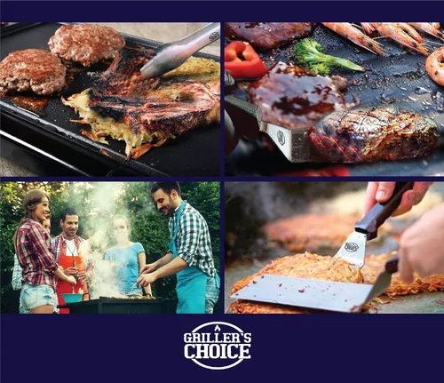Miniatura 7 de Griller's Choice - Accesorios profesionales de parrilla de acero inoxidable, kit de accesorios para parrilla de parte superior plana, lavable a