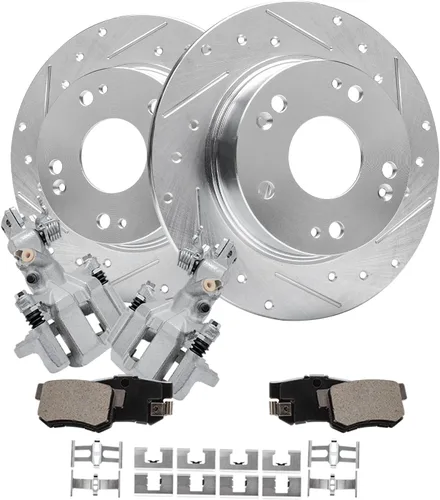 Miniatura 27 de Detroit Axle - Kit de freno delantero para Hyundai Nexo 2019-2024, rotores de freno perforados y ranurados, pastillas de freno de cerámica