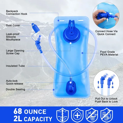 Miniatura 6 de KUYOU Running Hydration Vest - Lightweight Insulated Hydration Backpack with 2L Water Bladder, Adjustable Chest Straps and Reflective Water Backpack
