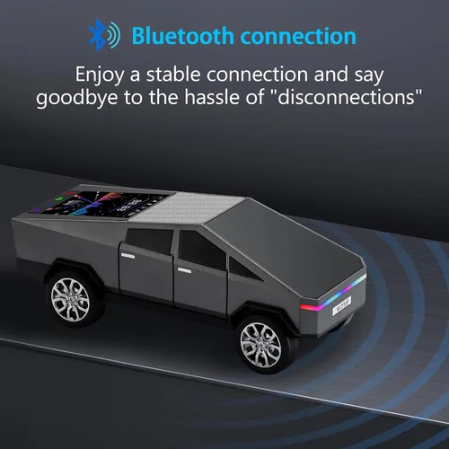 Miniatura 4 de Altavoz Bluetooth para camioneta futurista con pantalla LED - TWS estéreo, radio FM, reproducción USB/TF, faros LED, micrófono integrado, regalo