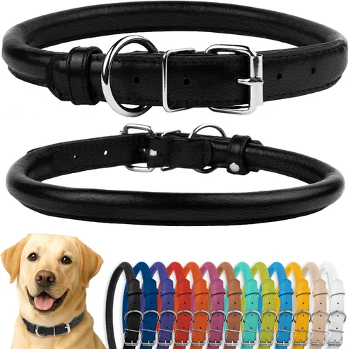 Miniatura 76 de CollarDirect Collar de perro con tachuelas, collares de cuero para mascotas para perros pequeños, medianos y grandes, acolchado suave, marrón, negro