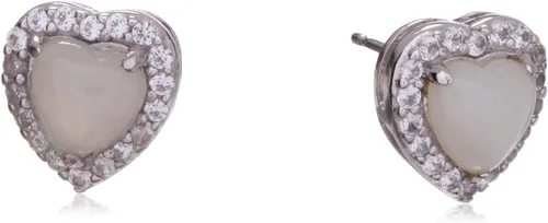 Miniatura 13 de Amazon Essentials Aretes de plata de ley con halo de corazón de zafiro blanco, (anteriormente colección Amazon)