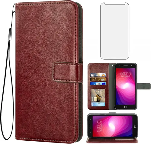 Miniatura 8 de Asuwish Funda compatible con LG X Charge/Fiesta 2 LTE/X Power 2/X5/LV7 con protector de pantalla de vidrio templado, soporte de tarjeta de cuero
