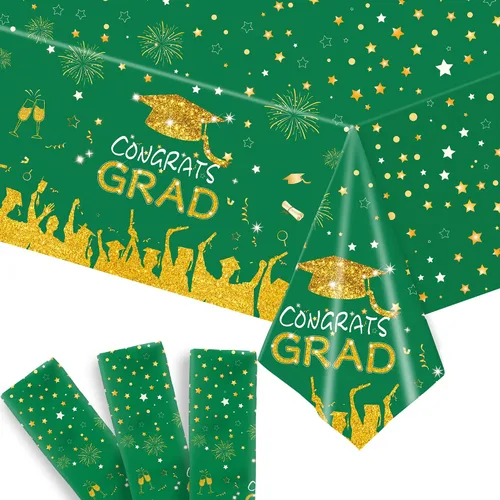 Miniatura 9 de KatchOn, Mantel de graduación verde y dorado, extra grande de 108 x 54 pulgadas, paquete de 3 unidades, mantel de graduación de felicitaciones